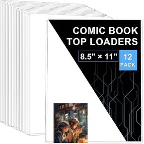 12 PCS Commin Comic Book Top Loaders ، حاملي الصور البلاستيكية الصلبة ، أحذية الحافظة الصلبة ، و Clear Photo Top Loaders ، حامل Toploader لصور التوقيع ، الصور الفوتوغرافية ، المطبوعات ، الفنون ، 8.5 "× 11" في