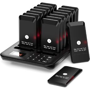 نظام Pager Restaurant ، 16 من أجهزة الاستدعاء ، مطعم الانتظار ، نظام الاتصال اللاسلكي لعيادة الحضانة كنيسة الشاحنة ، الصفير/الاهتزاز ، التوت البري
