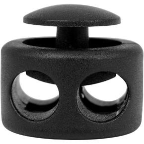 DYZD Double Hole Cord Lock Stoppers Plastic Spring Stop for Paracord, Drawstring(Black,10PCS)