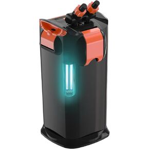 Hygger Head Self-Primping Canister Filter مع حلقات سيراميك الكربون المنشط من الرغوة الفاتحة U-V ، مرشح خزان أسماك خارجي قابل للتعديل من 80 إلى 180 جالونًا في المياه العذبة المملحة 581 GPH