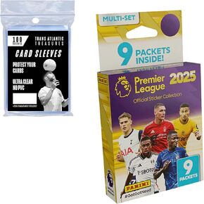 Panini Premier League 2025 ملصقات MultiSet & 100 حماة بطاقات ، إجمالي 45 ملصقًا ، جمع الملصقات المتوازية والملصقات الموازية لموسم 2024-2025