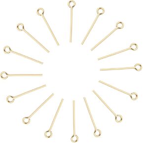 100 PCS Eye Pins Metal Wire Open Eye Head Pins for Holding DIY Craft Craft Craft arring arring netclace netclace finding make make bracelective accorations (gold)