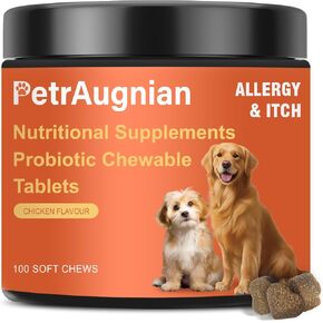 Allergy & Itch Relief for Dogs | Allergy, Itchy Skin & Immune Support with Salmon Oil, Quercetin, Colostrum and Probiotics -Nutritional Supplements 100 Soft Chews