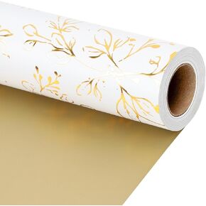 LaRibbons Birthday Wrapping Paper, 17 Inch × 33 Feet (47 sq. ft. ttl.), Reversible Luxury Gold Rhombic Art Deco Wrapping Paper for Wedding, Graduations, Party, Holiday & All Occasion