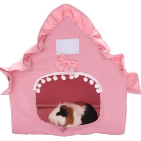 Bunny Tent Guinea Pig House Bed Cozy Hamster Cave Large Hideout for Dwarf Rabbits Hedgehog Bearded Dragon Nest Hamster Cage Accessories (Pink) in Kuwait