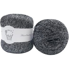 2PCS Metallic Crochet Thread,Yarn for Crocheting,Metallic Thread Round Band Yarn,Lurex Yarn with Metallic Shine, Sparkle Metallic Yarn for Clothes, Car Charm, Keychain Charm 80g(Jade)