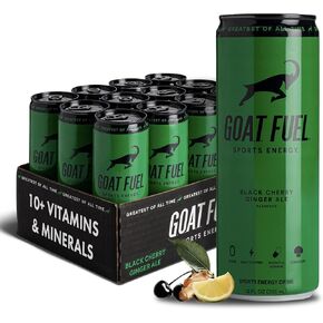 G.O.A.T. Fuel Energy Drink with Natural Caffeine, Electrolytes, BCAAs, Cordyceps Mushrooms & Antioxidants, Lightly Carbonated Pre-Workout & Sports Energy Drink, 12-Pack, 12 fl oz Cans, Tropical Berry in Saudi Arabia