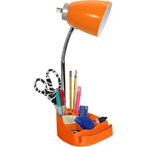 Simple Designs LD1093-BLK 18.5" All-in-One Gooseneck Desk Lamp with iPad Stand, Book Holder, and Convenient USB Port, for Office, Bedroom, Living Room, Black