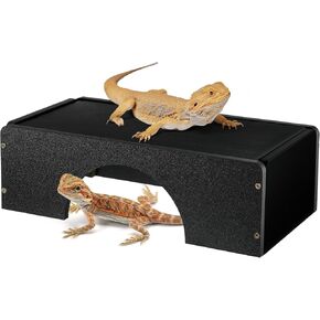 Weysat Bearded Dragon Basking Platform 12.6 x 7 x 4 Inches Reptiles Hideout Cave with Heat Storage Slate Stone Gecko Basking Rock Climbing Habitat Accessories for Turtle Lizards Snakes Chameleon