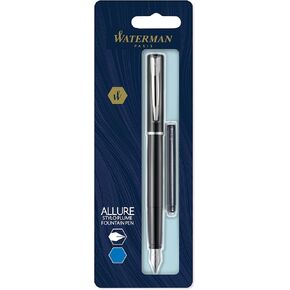Waterman Allure Fountain Pen | Black Lacquer | Fine Nib | Blue Ink