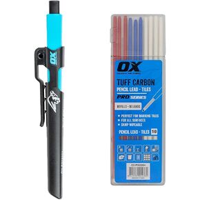 Ox Tools Pro Tuff Carboncking Pency مع بديل الرصاص 10 حزم مع الرصاص الأحمر والأزرق والأبيض