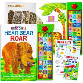 World of Eric Carle Sound Books Bundle للأطفال الصغار - اسمع Bear Roar Interactive Eric Carle Board مع كتاب تلوين وملصقات (Eric Carle Books for Kids)
