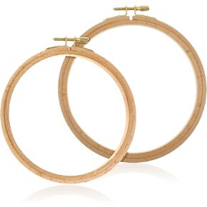 2 Pack 6 Inch 7 Inch Wood Embroidery Hoop, Cross Stitch Hoops Ring, Wooden Embroidery Frames Cross Stitch Supplies Beech for Art Craft Sewing, DIY Decoration