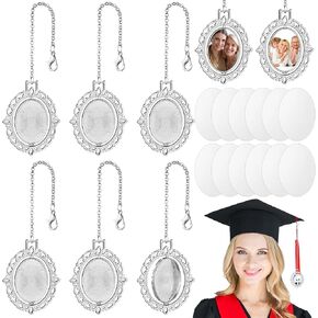 remouuly 6 PCS CARTUATION CAP التذكارية صورة سحر شرابة السحر غريز تاسكات المسامير مع شرابات التسامي مع 12 ورقة من الألومنيوم تسامي للاحتفال تخرج الزخارف صورة ثوب الصورة