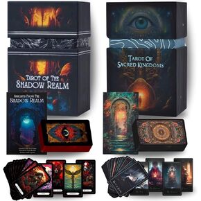 Earth Moon Magick Tarot Bundle: Sacred Kingdoms & Shadow Realm - 160 Tarot and Oracle Cards + 2 Guidebooks, Perfect for Spiritual Shadow Work, Beginners & Advanced Readers