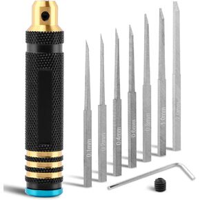 7 في 1 Scriber مع 7 شفرات راتنج راتنجات كاتبة قطع خط القطع لقطات النحت ، خط اللوحة ، طراز المقياس - 0.1/0.2/0.4/0.6/0.8/1.0/2.0 مم (اللون: أسود)
