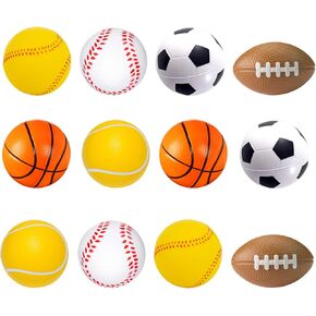 12 PCS Mini Sports Balls ، Foam Foam Mini Baseball Basketball Ball Tennis Ball for Pets ، Gifts ، Party (6 أنواع)