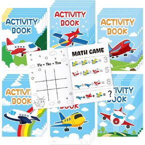 JAPBOR Airplane Party Coloring Books - 24PCS Mini Airplanes Theme Activity Color Book Bulk for Kid Party Favors, Cartoon Plane Small Colouring Pages for Birthday Gifts Class Drawing Painting Game