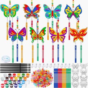 24 مجموعات من Suncatchers Wind Chimes Kits ، DIY Sun Cathers Wind Chimes الحلي السائبة الطلاء مجموعات حرفية للأولاد Girls Home Party Project Decor (Mandala Style)