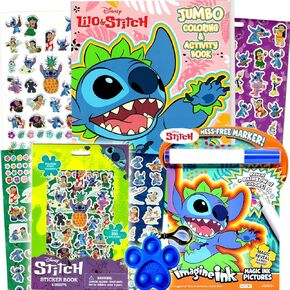 Disney Lilo و Stitch Coloring Book Super Met for Kids - حزمة مع منصة النشاط وكتاب تلوين الأطفال والملصقات والمزيد