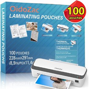 Laminator and Pouch Bundle, A4/Letter Size Thermal Laminator 2 Temperature Modes 3 Cutters Built-in Paper Trimmer, White