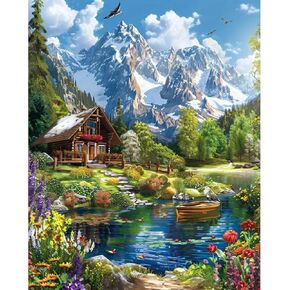 طلاء Cviokrdu بأرقام للبالغين Gnomes-Highland Cow Paint حسب الرقم على قماش بدون إطار ، لوحة زيت Gnome DIY لديكور جدار هدية (16 × 20 بوصة)
