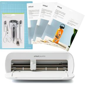 Cricut Joy Xtra Sticker Starter Kit | يتضمن آلة Jox Xtra ، حصيرة آلة قبضة الضوء ، مجموعة ملصقات مقاومة للماء ، مجموعة ملصقات ثلاثية الأبعاد مقاومة للماء قابلة للطباعة