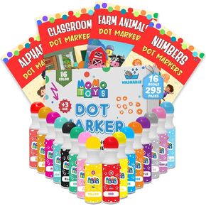 Dot Markers for Toddlers – 16 Washable Dobbers, 245 Sheets, Toddler Paint, Dot Art, Coloring, Craft, Painting Activities, Preschool Art Kit, Bingo Daubers, Kid Craft Supply