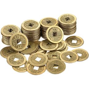 Hestya 1 inch Fortune Coins Feng Shui I-Ching Coins الصينية حظ سعيد العملات المعدنية القديم الصيني للوقت (100)