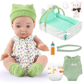 GAGAKU 23 Pack Baby Doll Accessories Set Baby Doll Feeding and Caring Set Includes Diaper Bag,Doll Diapers,Toys, Bottles,Pretend Play Set,Shower,Eating,and More, Perfect for Kids Toddlers and Girls