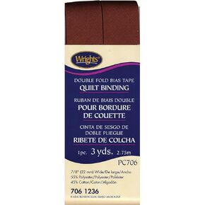 Wrights مزدوج طية لحاف الربط .875 "x3yd-bark3