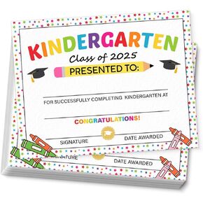 25 Pcs Kindergarten Graduation Certificate 2025 Kindergarten Diploma 2025 Award Certificate for Kids Students Graduation Decorations, 8x10 Inches