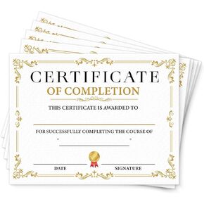 25 Certificate of Completion, Certificates of Achievement, Award Certificates, Certificate Paper for Training Course School Student Course Business, High School Diploma Certificate, 8x10 Inches