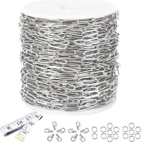 Stainless Steel Enamel Chain for Jewelry Making, Oil Drip Rainbow Jewelry Chains for DIY Necklace Bracelet Craft Jewelry Making Supplies with Stainless Steel Jump Rings Lobster Clasps Connectors