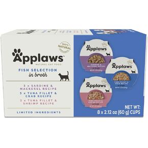 Applaws Natural Wet Cat Food, 8 Count, Limited Ingredient Cat Food Pots, Chicken Variety Count in Broth, 2.12oz Pots