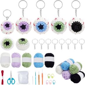 ACRNIGHEET 8PCS KINGLOUN COCHET KIT للمبتدئين في هالوين أدوات الكروشيه في هالوين للبالغين مجموعة حياكة مفاتيح للبالغين للبالغين مع تعليمات مفصلة ودروس فيديو خطوة بخطوة
