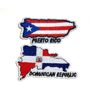 دومينيكان جمهورية الشكل تصحيح التصحيح و Puerto Rico Patch | بقع مطرزة الحديد | مثالي للسترات وحقائب الظهر والقبعات والمزيد | احتفل بتراث الدومينيكان الخاص بك!