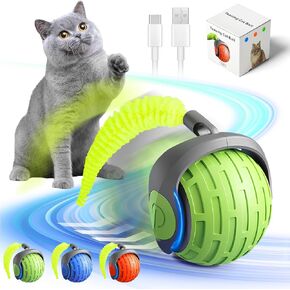 2025 ألعاب Cat Ball Toy التفاعلية الجديدة للقطط الداخلية الدوارة ، كرات القطط المتحركة الأوتوماتيكية للقطط البالغة بالملل ، 360 درجة تلقائيًا للكلاب الكهربائية/القطط (خضراء)