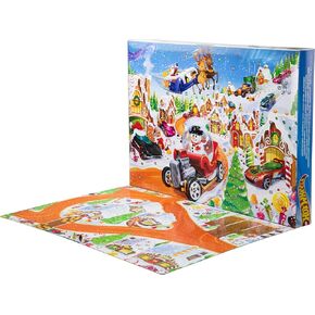 Hot Wheels Toy Cars & Playset ، 2025 Advent Calendar مع 10 مركبات في مقياس 1:64 ، 10 مقاطع زخرفة و 14 إكسسوارات ذات طابع الشتاء