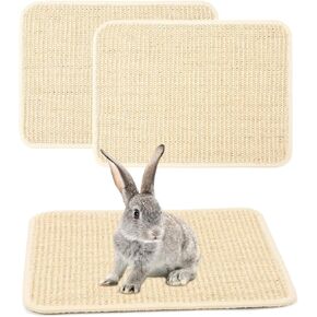 fhtonge 2 pcs sisal rabbit خدش الحصير لفراش قفص ، وسادات خدش الأرنب الحصير الأرانب مع قاعدة غير قابلة للانزلاق ، والأرانب مضغ الحصائر العشب لمخالب الأسنان طحن عض العض نوم التبريد