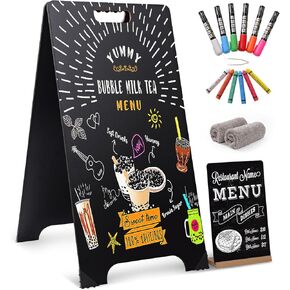A-Frame Chalkboard Sign 16x32 لوحة شطيرة على الوجهين مع 2x12 مكافأة الطباشير الصغيرة ، 6 علامات الطباشير السائلة والصلبة ، علامة في الهواء الطلق قابلة للطي للأعمال والمطاعم وحفلات الزفاف والأحداث
