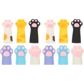 Nuobesty 12 PCS CASE CASE SILICONE PEMIL TOPPERS FUN PENCL Toppers for KDS Silicone Pencl Toppers Cat Claw Pencil Sleeve Cat Claw Pencil Lids Cat Paw Schools Scholar