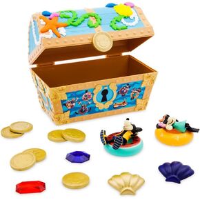 متجر Disney Store الرسمي Mickey Mouse و Friends Summer Fun Dive Toy ، ألعاب حمامات السباحة للأطفال ، ألعاب الأطفال الممتعة ولعب الحمام مع صندوق الكنز ، شخصيات عائمة ، جواهر غارقة ، عملات معدنية ، وقذائف