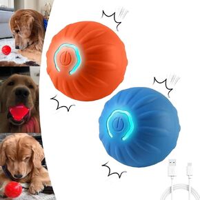 Orange and Blue Dog Toy Ball, Vibrating and Automatic Moving,Vibrating Ball for Dogs, Automatic Moving Toy, Shaky Dog for/Small/Medium/Large Dogs ﻿