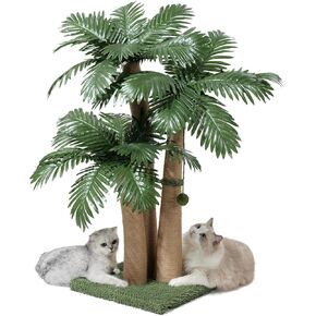 Palm Tree Cat Scratfer Post ، 36 '' Cat Scratcher post مع حبل سيزال طبيعي ، 3 كرات تفاعلية ووظائف خدش التصميم المنحني للقطط الداخلية والقطط ، متعددة القتلى (النمط B)