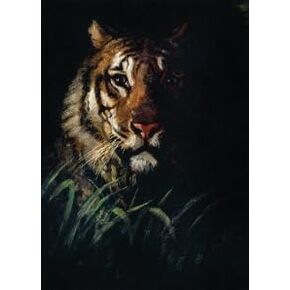 Tiger Stalking Rice Paper, 11.5 x 16 inch (1pc) - Mulberry Paper for Decoupage Furniture Print Crafts