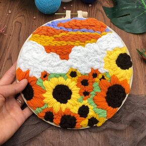 Punch Needle Kit, Colorful Sunflower Embroidery, Embroidery Starter Kit for Beginners, Mother's Day, Children's Day, Birthday Gifts & Decorations, 7.87x9.45inch