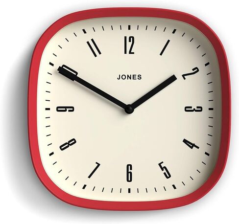 JONES CLOCKS Retro Square Wall Clock in Acrylic, The 'Marvel' in Grey, 25 x 25 x 5cm in Kuwait
