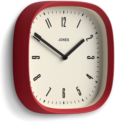 JONES CLOCKS Retro Square Wall Clock in Acrylic, The 'Marvel' in Grey, 25 x 25 x 5cm in Kuwait