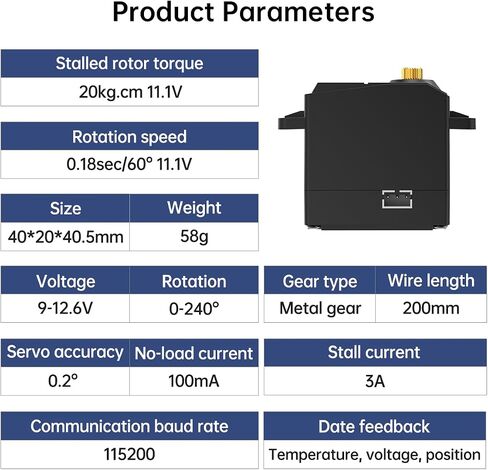 Hiwonder LX-1501 17KG Serial Bus Servo with Three Channels, Support Temperature, Voltage, Position Feedback (Control Angel 240°) in Saudi Arabia